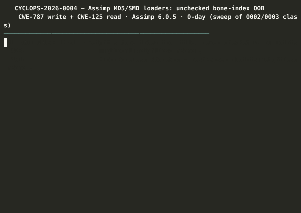 Assimp MD5 AddressSanitizer crash output