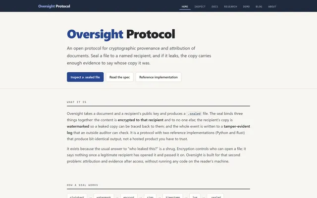 Oversight Protocol site